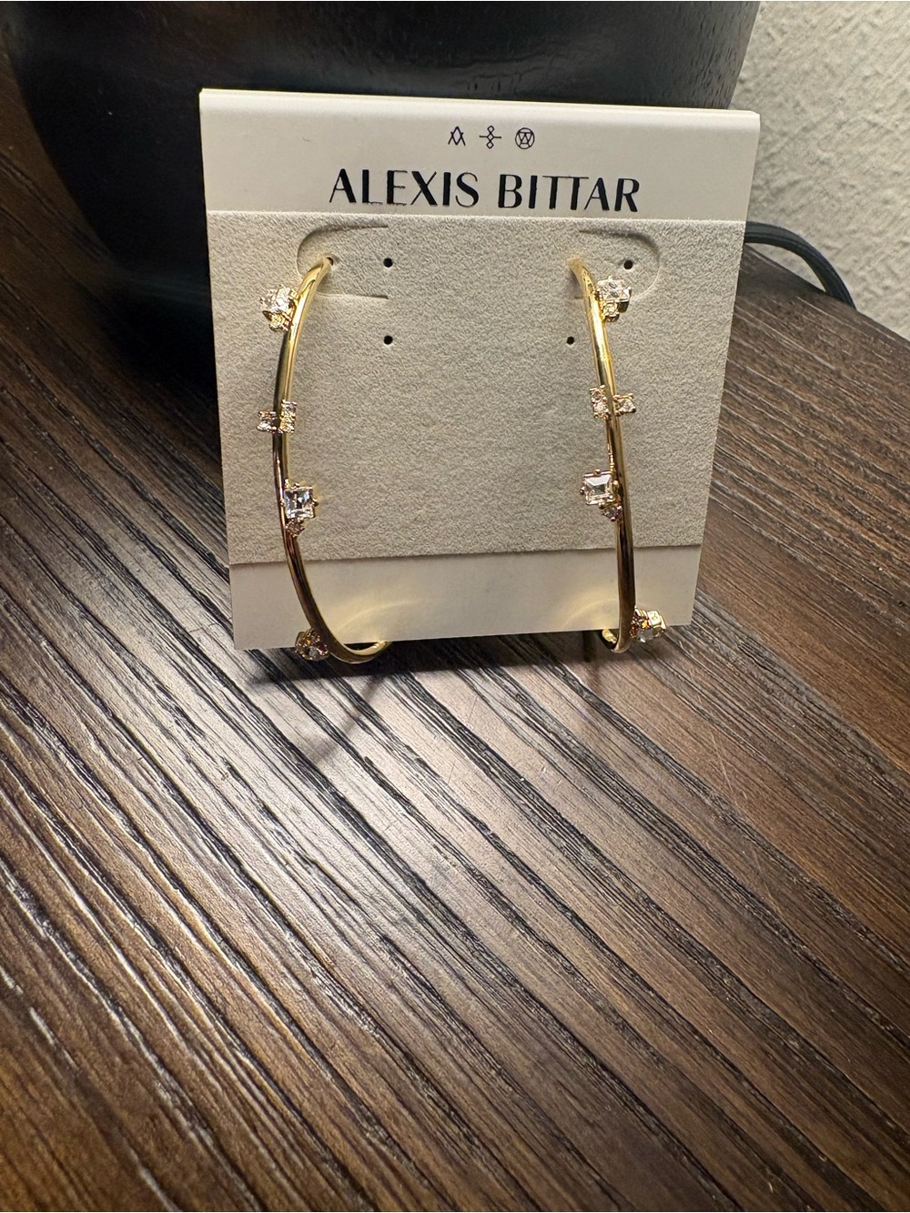 NEW Alexis Bittar Gold Crystal Hoop Earrings